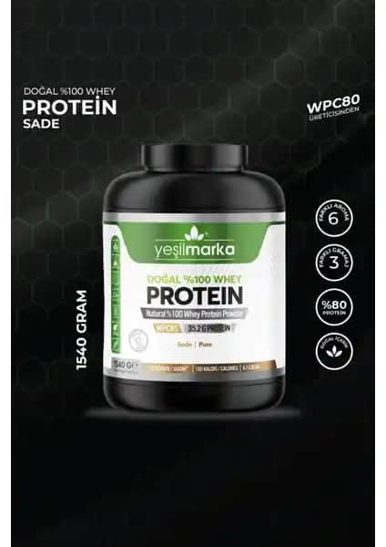 Yeşilmarka Doğal Whey Protein Tozu Sade 1540 Gr Sağlıklı ve Çok Yönlü Protein Takviyesi