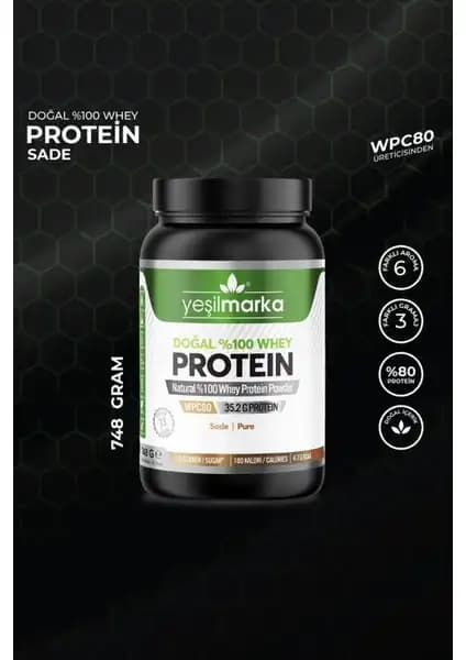 Yeşilmarka Doğal Whey Protein Tozu Sade 748 Gram Sağlıklı ve Helal Sertifikalı Protein Kaynağı