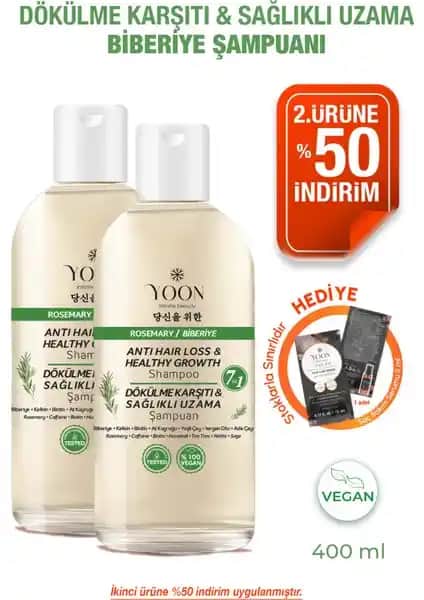 Yoon 2'li Set Hızlı Saç Uzatma ve Saç Dökülmesini Önleyen Doğal Şampuanlar
