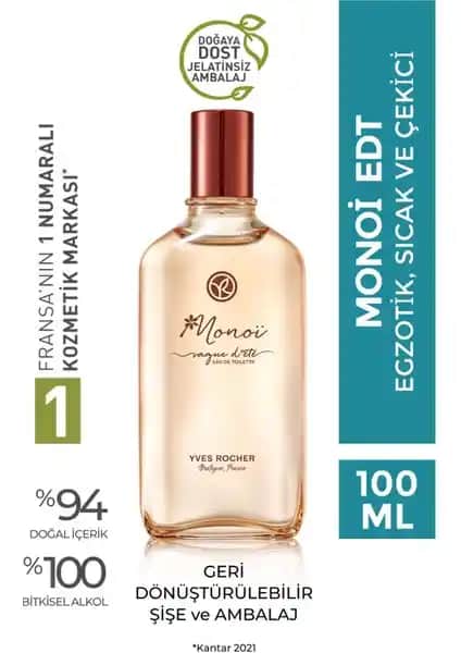 Yves Rocher Monoi Edt 100 ml Tropikal Yaz Esintisi Doğal ve Kalıcı Parfüm