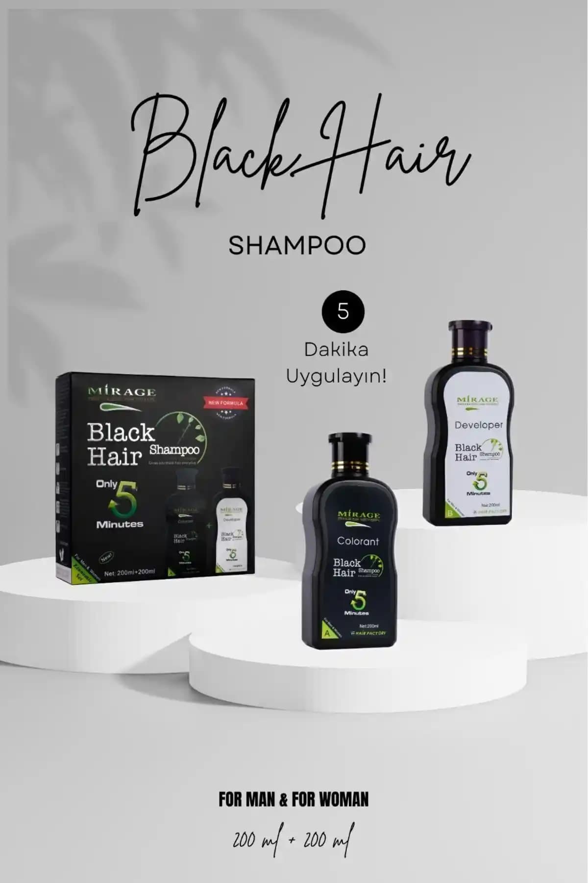 Mirage Siyah Saç Şampuanı: Beyazları Kapatır ve Saç Rengini Zenginleştirir