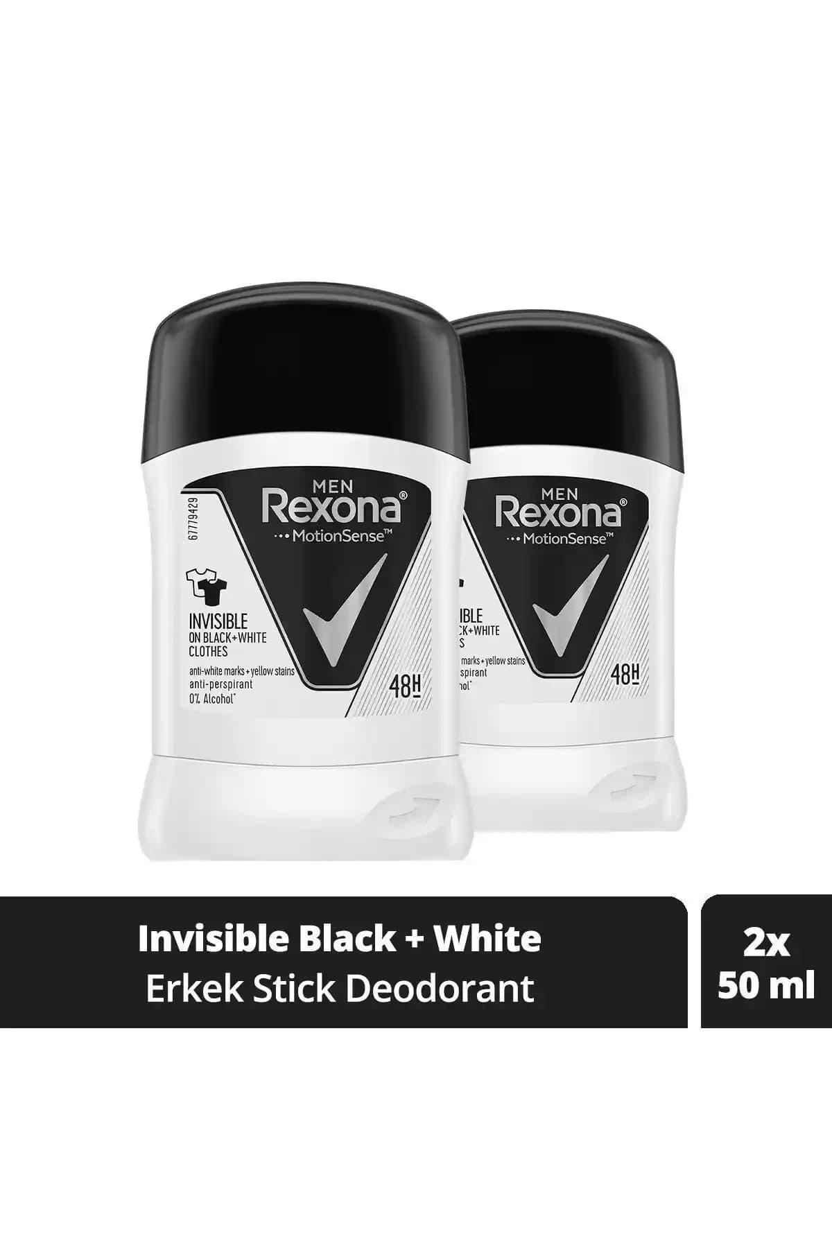 Rexona Erkek Deodorant Stick Invisible Black & White: Uzun Süreli Koruma