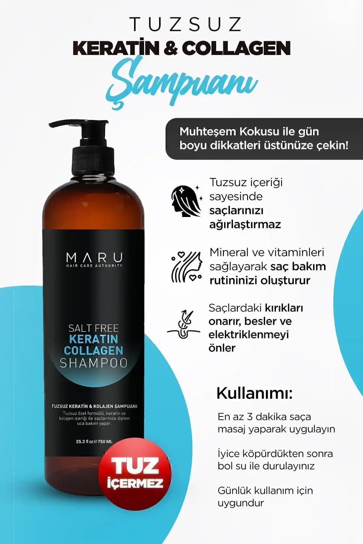 MARU Tuzsuz Keratin ve Kolajen Şampuanı: Saçlarınıza Sağlıklı Bir Dokunuş