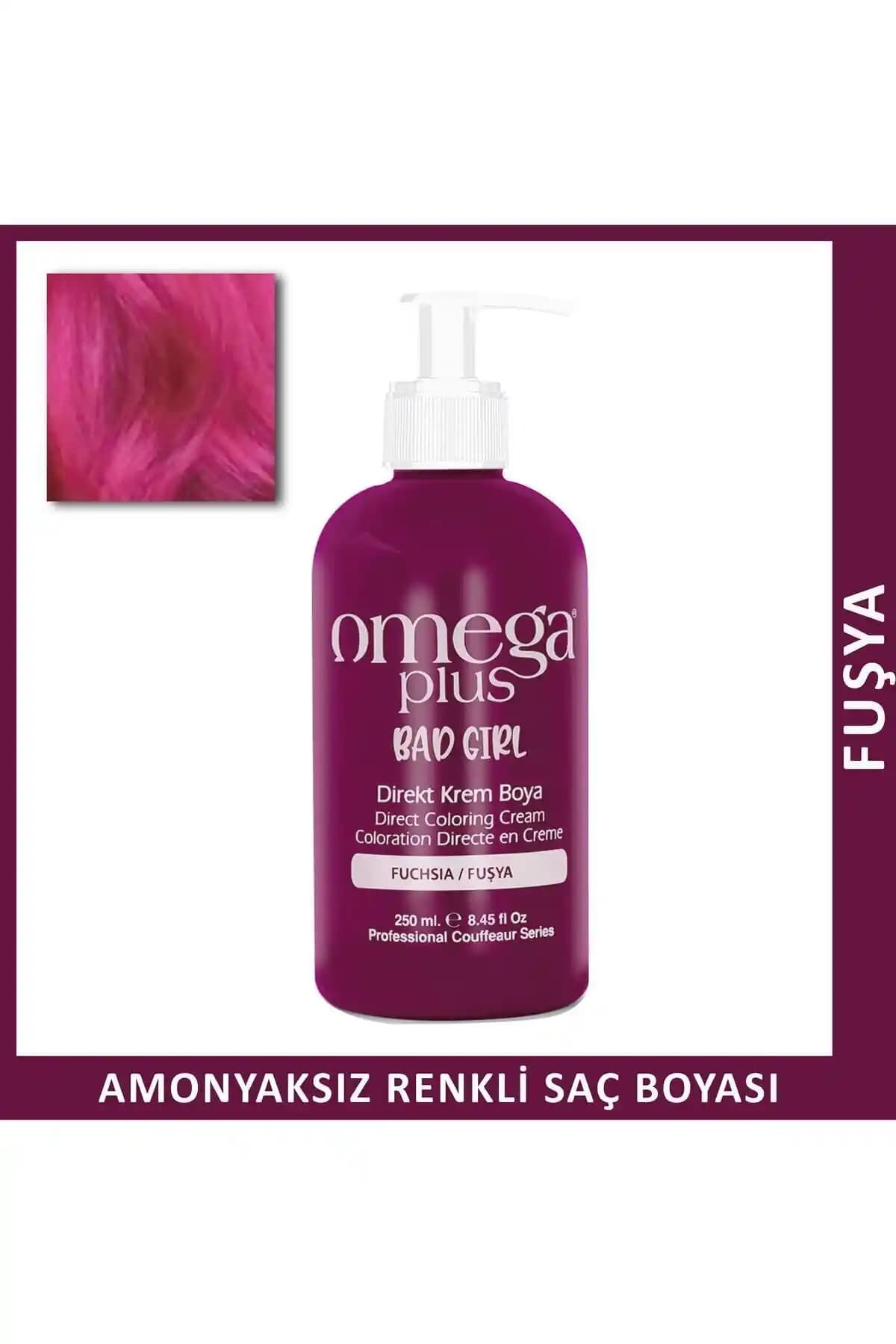 Omega Plus Bad Girl FUŞYA Amonyaksız Renkli Saç Boyası ile Canlı ve Parlak Renkler