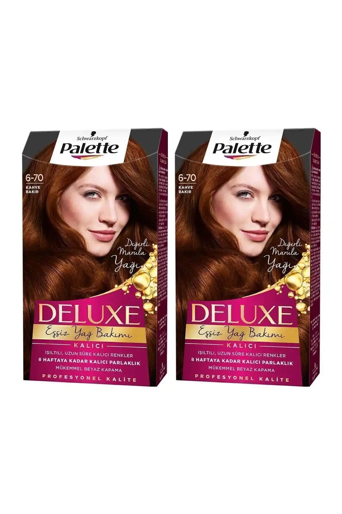 Palette Deluxe 6-70 Kahve Bakır ve 7-77 Yoğun Parlak Bakır Saç Boyası Karşılaştırması