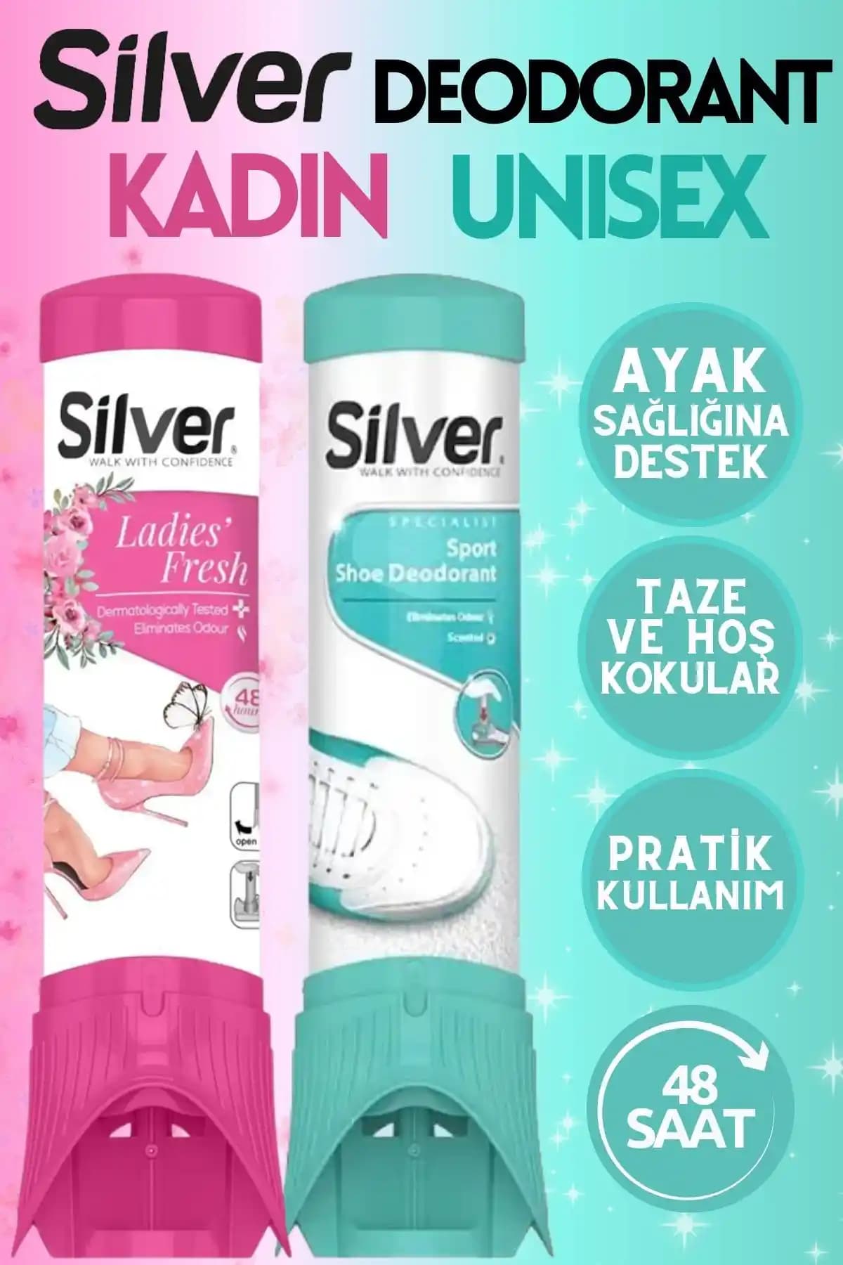 Silver 2'li Kadın ve Unisex Ayakkabı Deodorantı ve Silver Ayakkabı Deodorantı Karşılaştırması