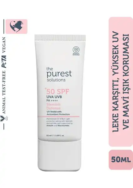 The Purest Solutions: Leke Karşıtı ve Cilt Tonu Eşitleyici Renkli Güneş Koruyucu Krem SPF 50 İncelemesi