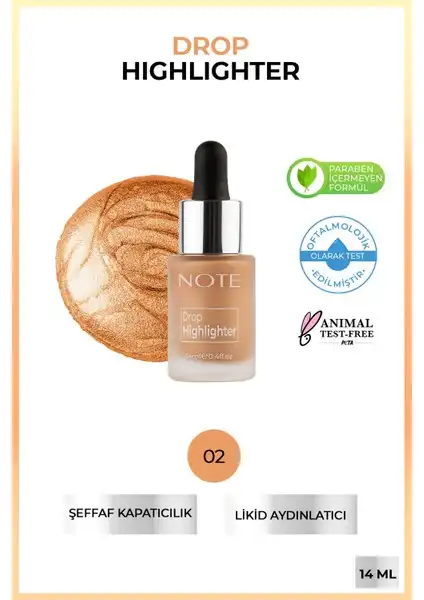 Note Drop Highlighter 02 Charming Desert: Doğal Işıltı Sağlayan Likit Aydınlatıcı