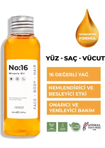 Sinoz No:16 Nemlendirici Besleyici Bakım Yağı ile Cilt ve Saç Bakımı