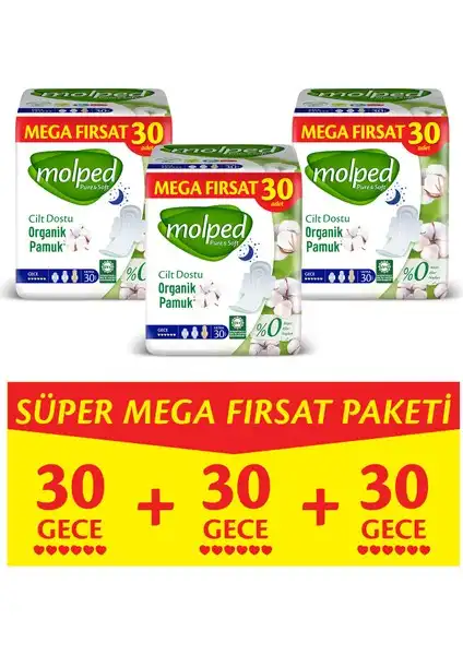 Molped Pure&Soft Gece Süper Mega Paket: Konforlu ve Doğal Hijyen Çözümü
