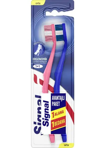 Signal Ergonomik Geniş Açılı Tasarım 2'li Diş Fırçası ile Ağız Sağlığınızı Koruyun