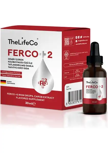 TheLifeCo Ferco +2 Değerlikli Demir Damlası ile Sağlıklı Yaşam Desteği