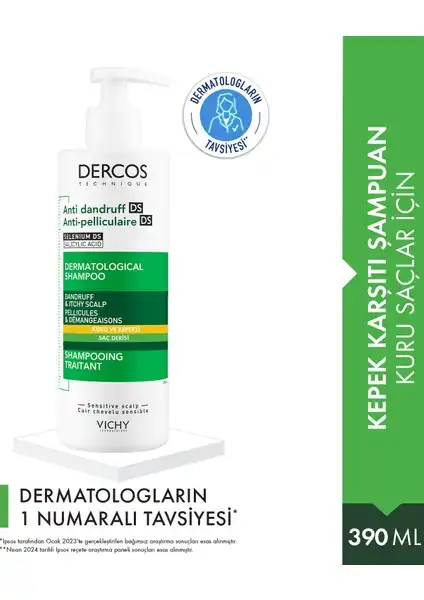 Vichy Dercos Şampuan: Kepek Sorunları İçin Etkili Çözüm 390 ml