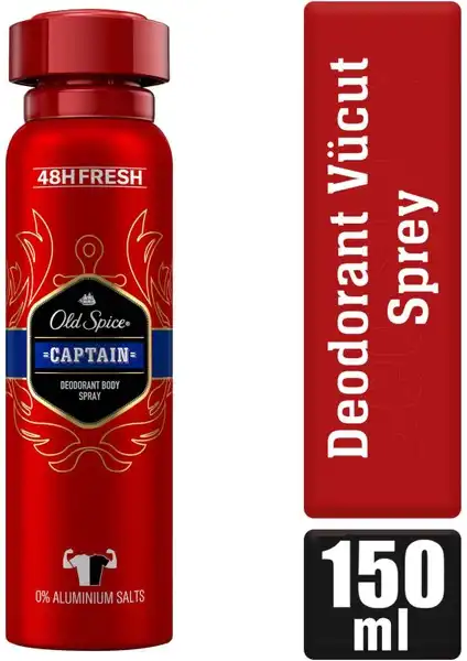 Old Spice Captain Erkek Deodorant Vücut Spreyi: Kalıcı Ferahlık ve Alüminyum İçermez