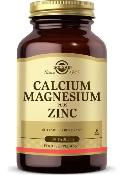 Solgar Calcium Magnesium Plus Zinc 100 Tablet: Kalsiyum, Magnezyum ve Çinko Takviyesi