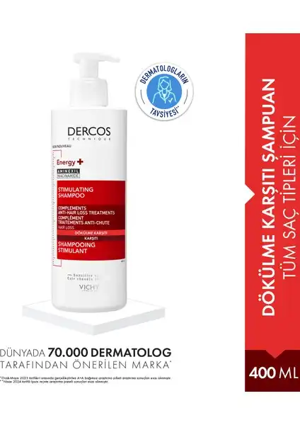 Vichy Dercos Energy+ Dökülme Karşıtı Şampuan ile Saç Dökülmesine Son