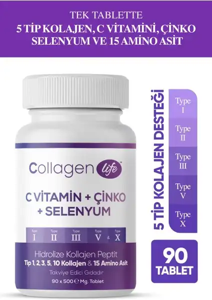Collagen Life 5 Tip Kolajen: Cilt ve Saç Sağlığınız İçin Etkili Destek