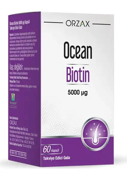 Orzax Ocean Biotin 60 Kapsül: Saç ve Cilt Sağlığı için Destek