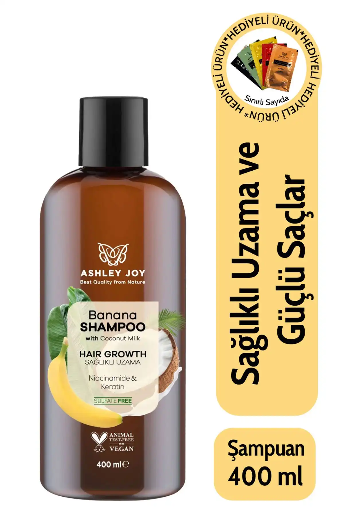 Ashley Joy Banana Şampuan: Vegan Keratin İle Hızlı Saç Uzatma ve Yoğun Bakım İmkanı