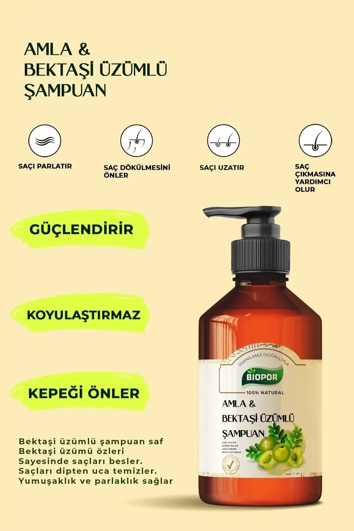 Biopor Dabur Amla Bektaşi Özlü Amla Şampuanı ile Saç Dökülmesine Karşı Etkili Bakım