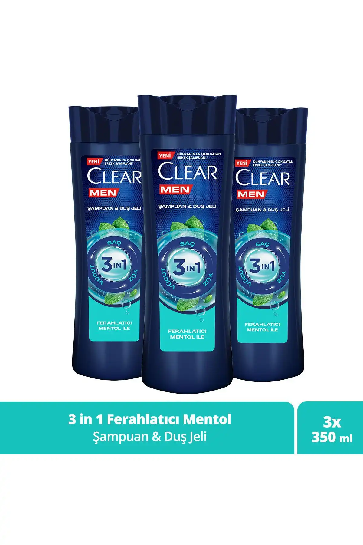 Clear Men 3 In 1 Şampuan & Duş Jeli: Ferahlatıcı Mentol Etkisiyle Yenilenin