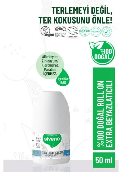 Siveno %100 Doğal Roll On Beyazlatıcı Etkili Deodorant ile Rahatlık