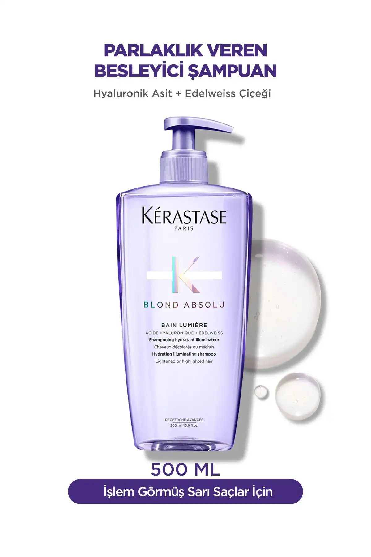 Kerastase Blond Absolu Bain Lumiere: Parlak Saçlar için Islak Nemlendirici Şampuan