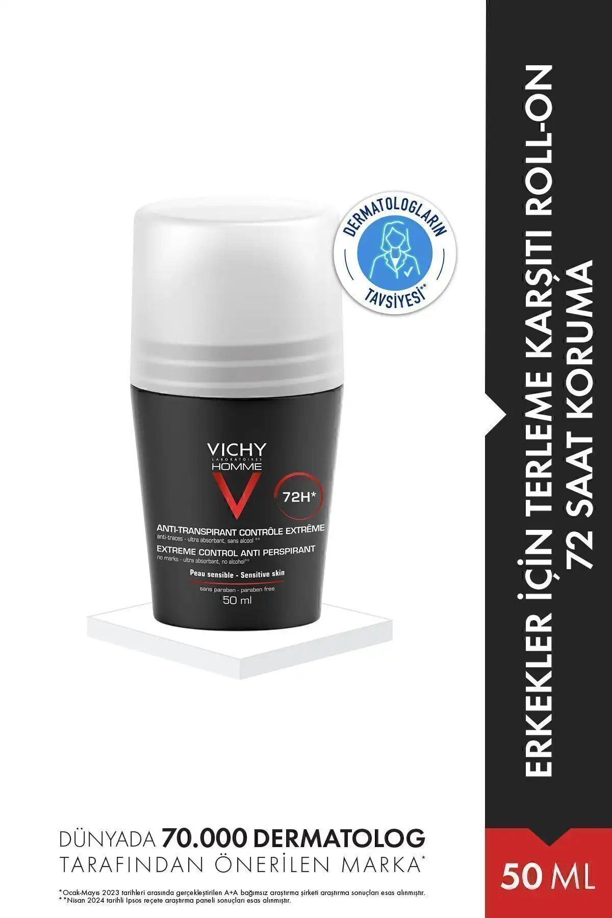 Vichy Homme Erkekler İçin Terleme Karşıtı Roll-on Deodorant 72 Saat Koruma Sağlıyor