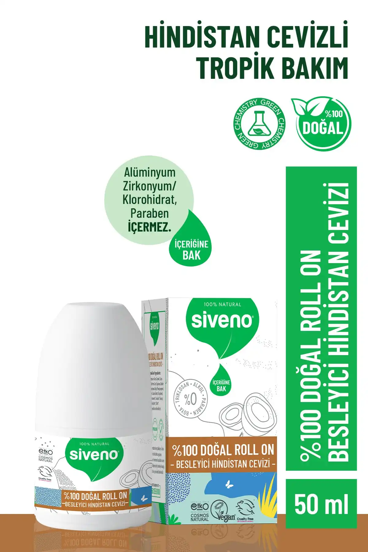 Siveno %100 Doğal Roll-on Hindistan Cevizli Deodorant ile Ferahlık