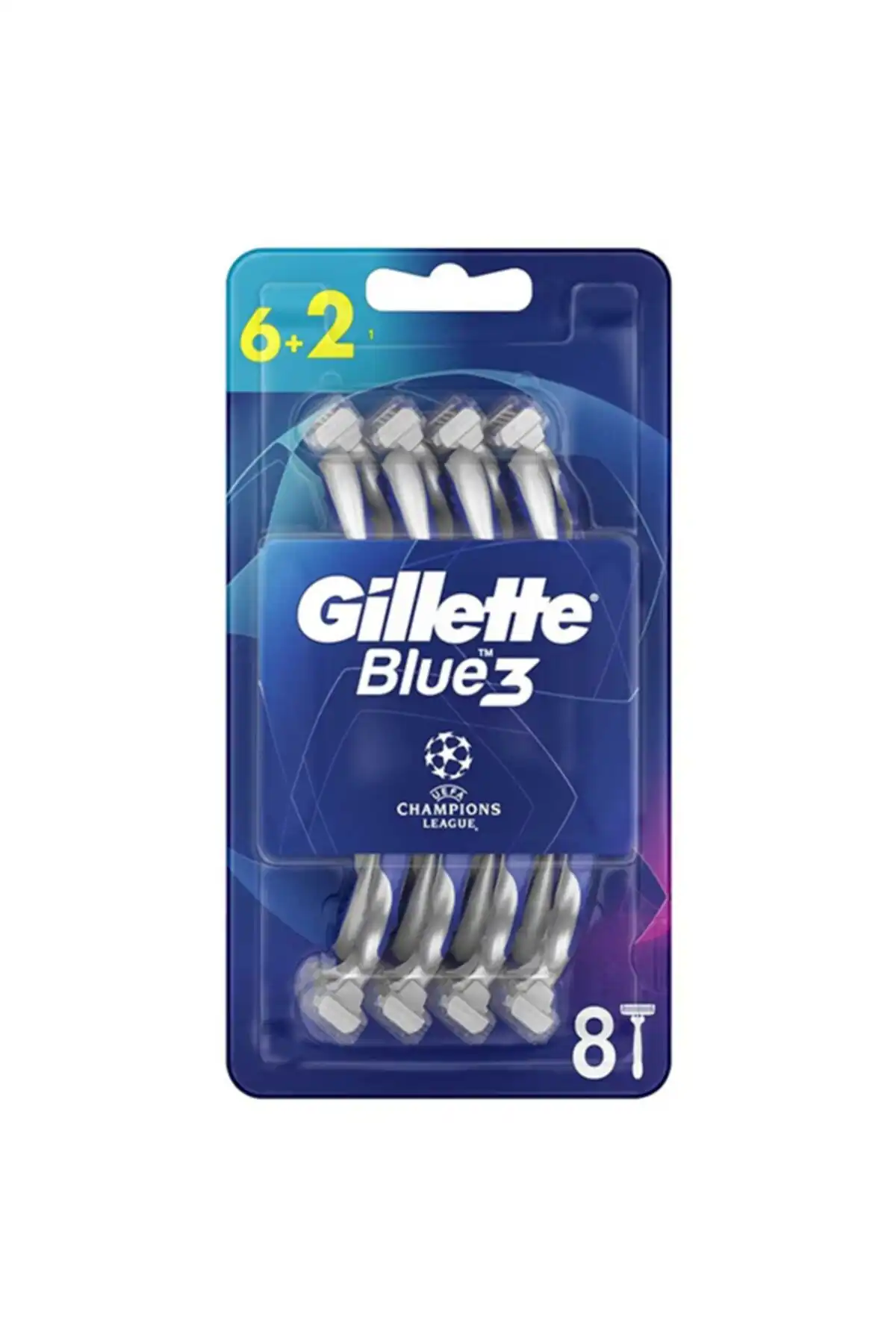 Gillette Blue3 Tıraş Bıçağı Football 6+2'li Şampiyonlar Ligi Paketi Hakkında