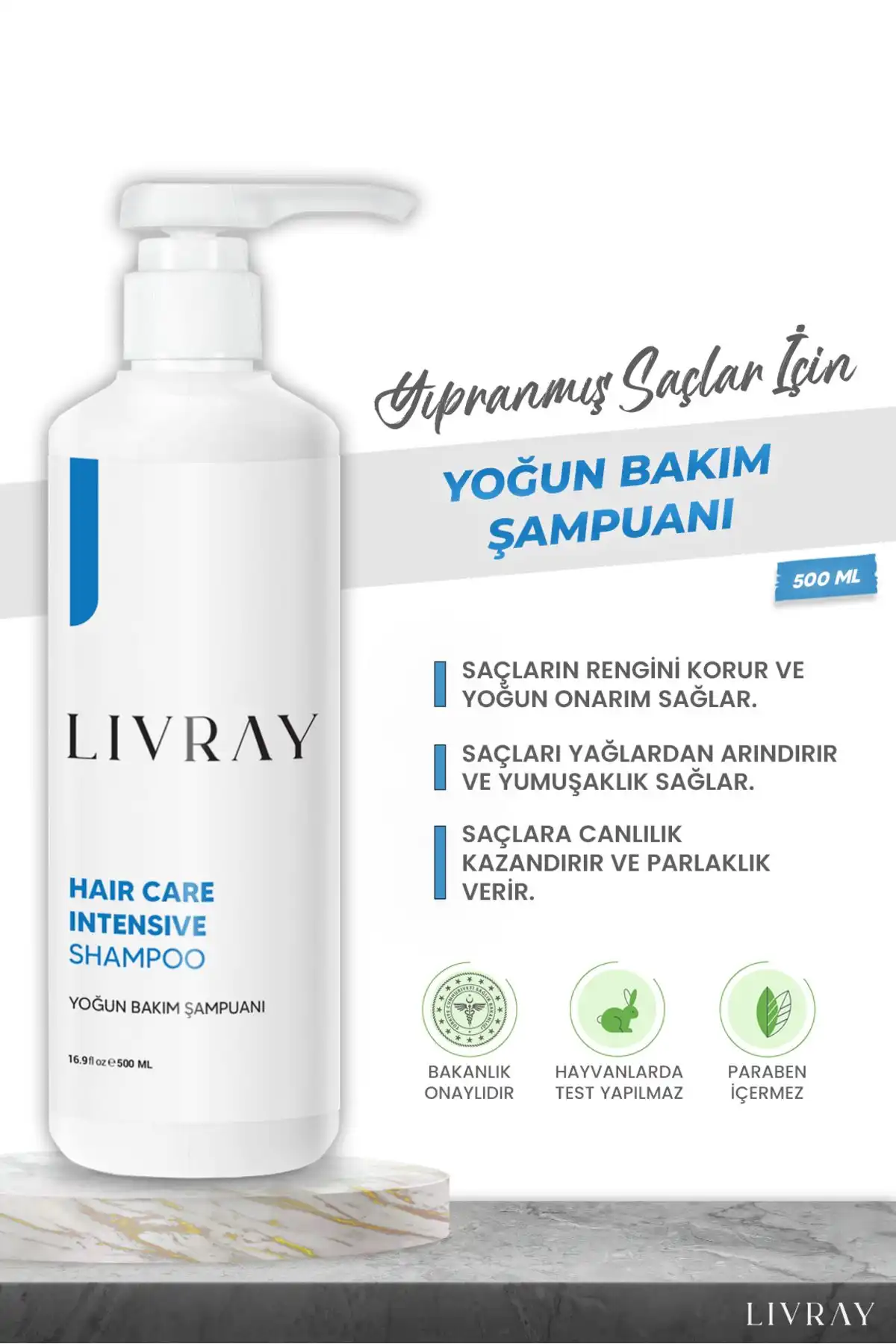 Livray Yıpranmış Saçlar İçin Yoğun Onarıcı Bakım Şampuanı ile Saçınıza Canlılık Kazandırın