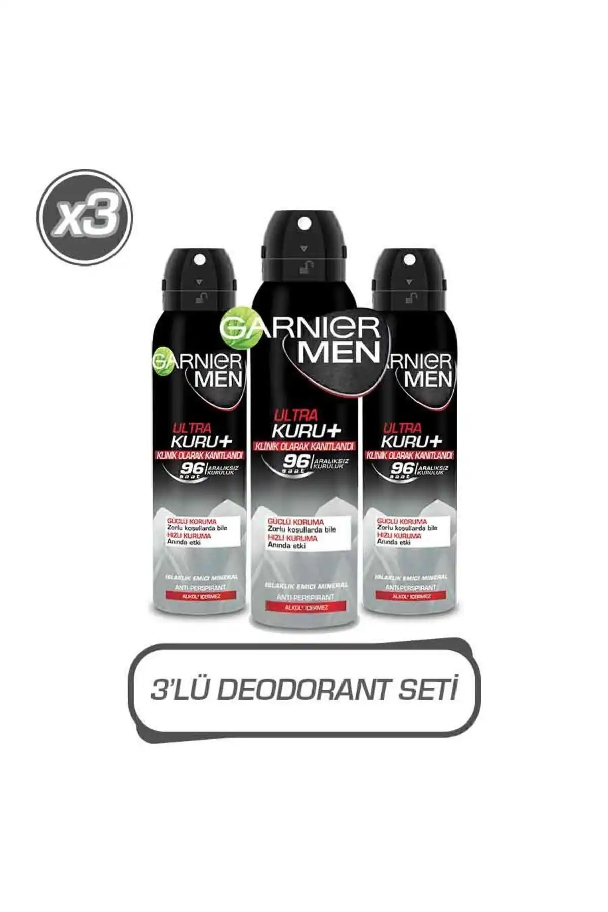 Garnier 3'lü Men Ultra Kuru Aerosol Seti ile Günlük Ferahlama Deneyimi