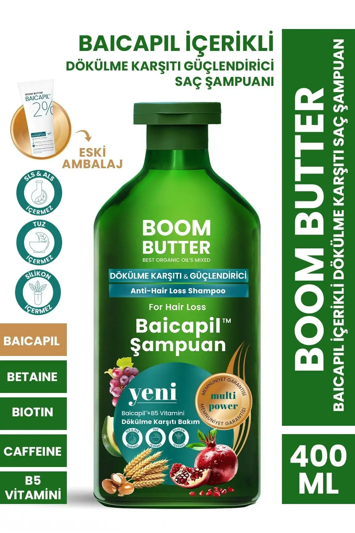 Boom Butter %2 Baicapil Dökülme Önleyici ve Onarım Şampuanı İle Saçlarınıza Görünüm Kazandırın