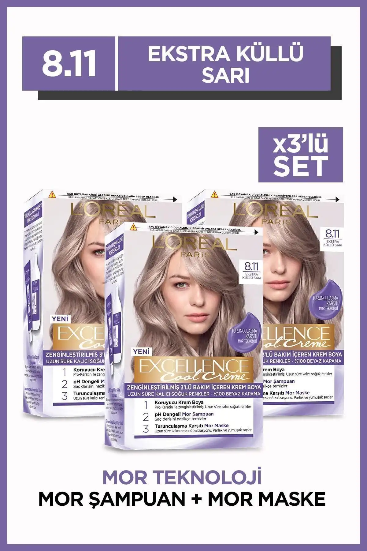 L'Oreal Paris Excellence Cool Creme Saç Boyası - 8.11 Ekstra Küllü Sarı Set Review