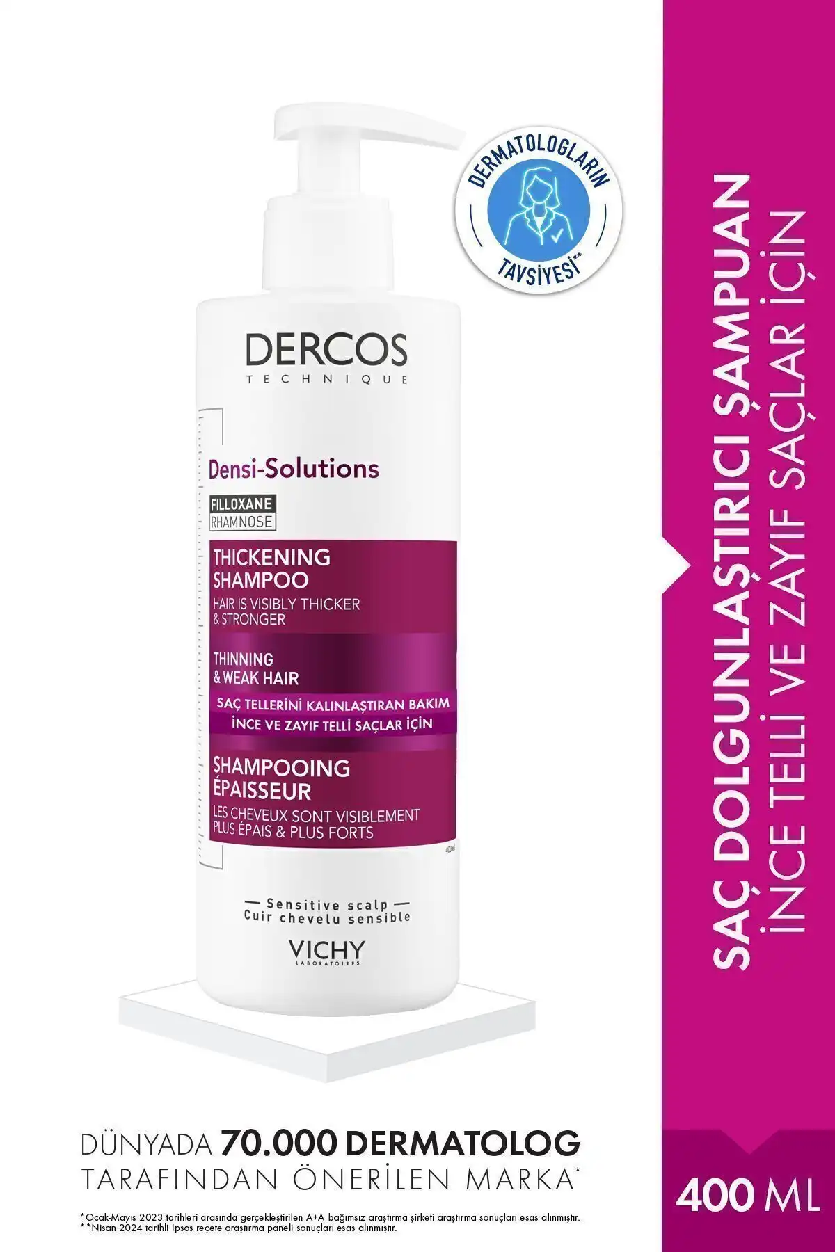 Vichy Dercos Densi-Solution Şampuan ile Zayıf ve İnce Telli Saçlar İçin Çözüm