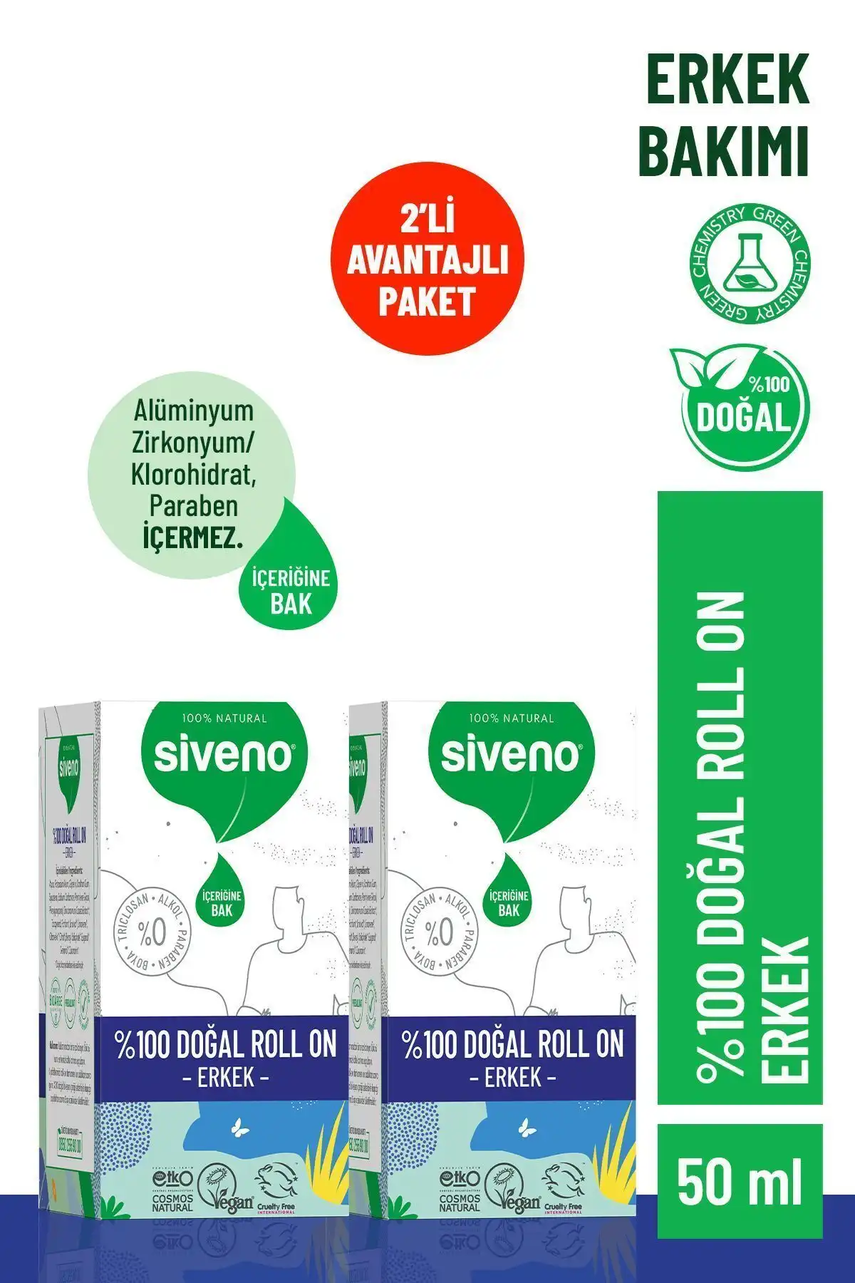 Siveno %100 Doğal Roll-On Erkek Deodorant ile Ferah Kalın, Kötü Kokuya Son