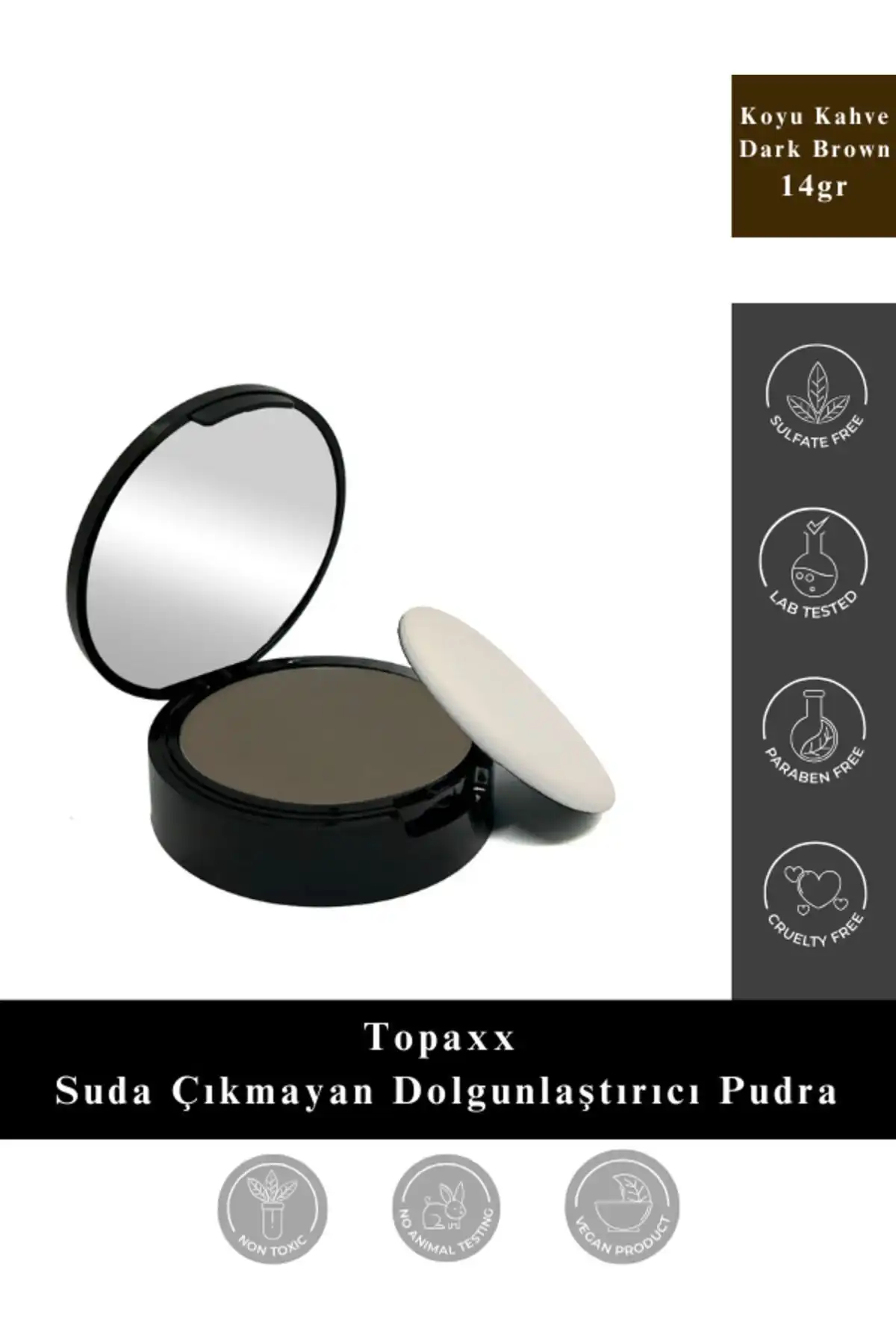Topaxx Suda Çıkmayan Koyu Kahve Dolgunlaştırıcı - Hacim ve Kolay Kullanım
