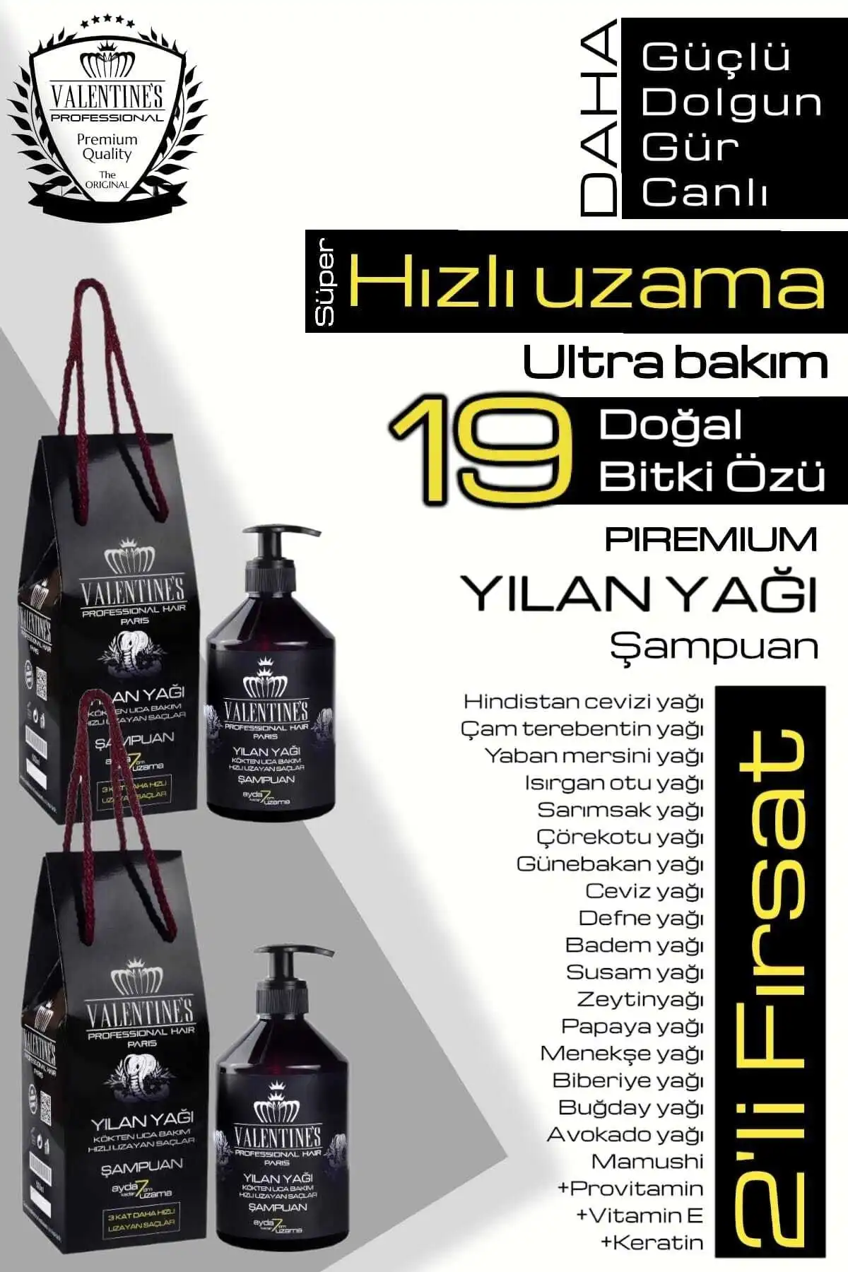 Valentine's Professional 2'li Fırsat Paketi: Doğal Yağlarla Saç Bakımı İçin Etkili Çözüm