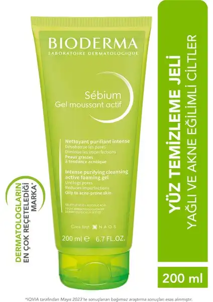 Bioderma Sebium Foaming Gel Actif 200 ml: Yağlı ve Karma Ciltler için Etkili Temizleyici
