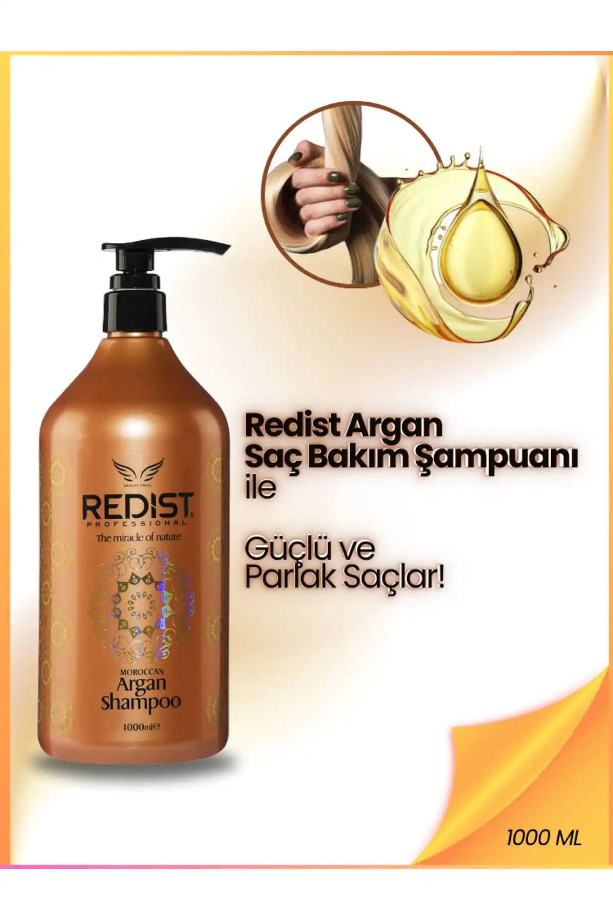 Redist Argan Yağlı Kuru ve Yıpranmış Saçlar İçin Bakım Şampuanı 1000 ml Özellikleri