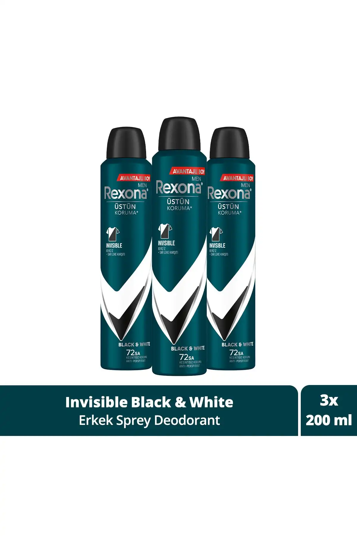 Rexona Men Erkek Sprey Deodorant Invisible Black & White: Kesintisiz Ferahlık Sağlayan Deodorant