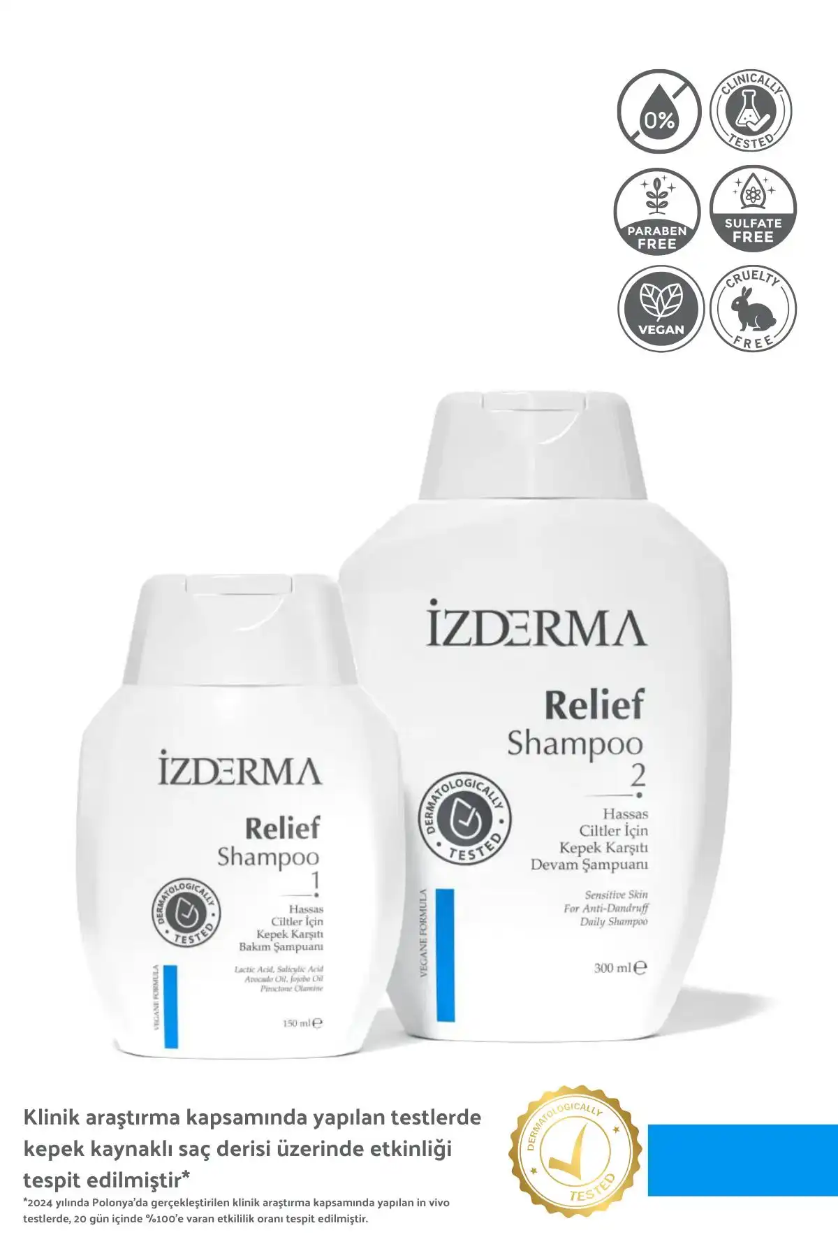 İzderma Relief Şampuan 2'li Set: Etkili Kepek ve Kaşıntı Çözümü İçin