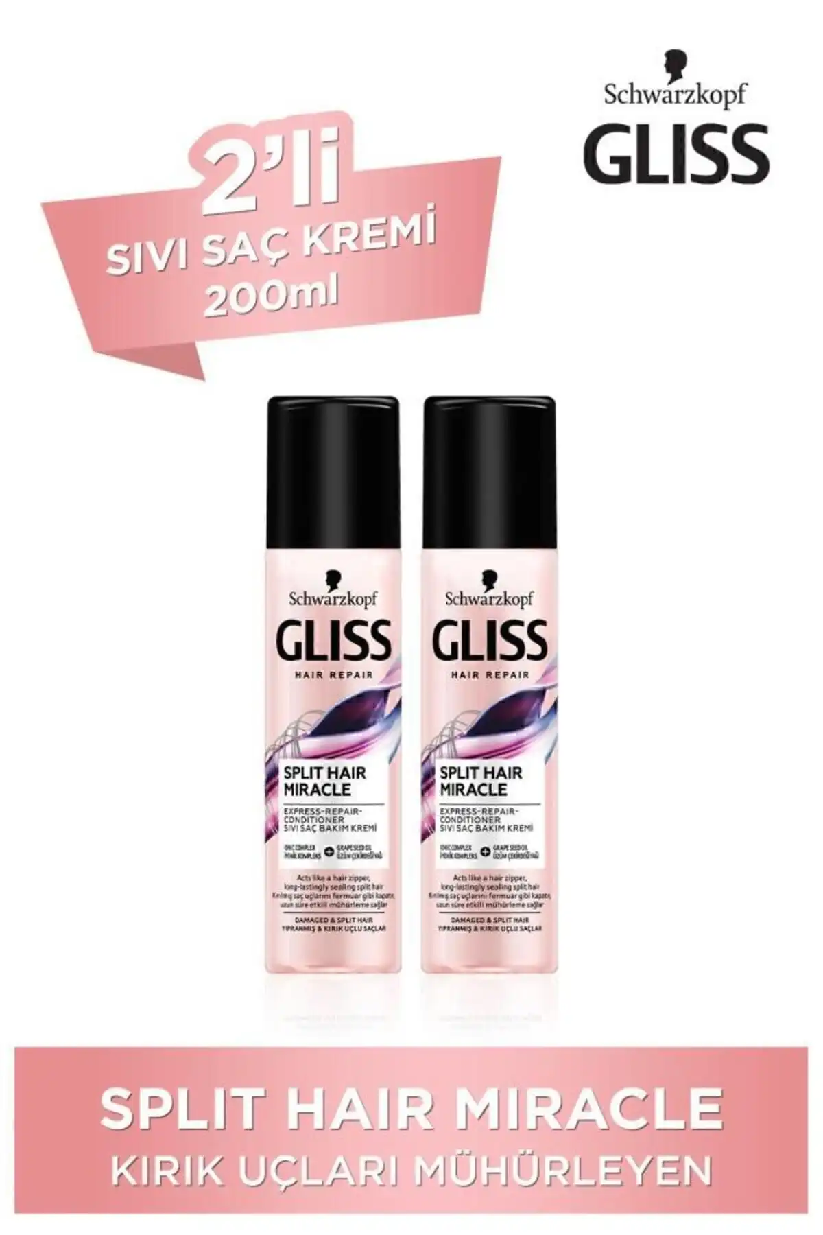 Gliss Split Hair Miracle: Kırık Uçlar İçin Etkili Saç Bakım Kremi - 200 ml Set