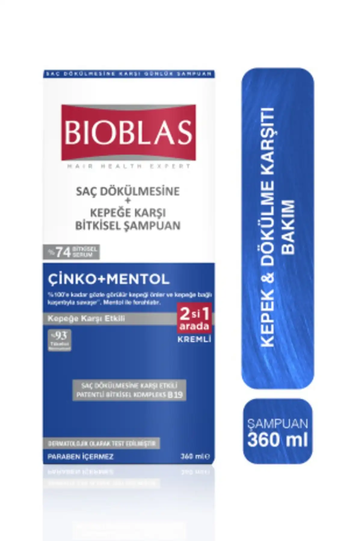 Bioblas 360ml Zinc+Menthol Kepeğe Karşı Kremli Şampuan ile Sağlıklı Saçlar