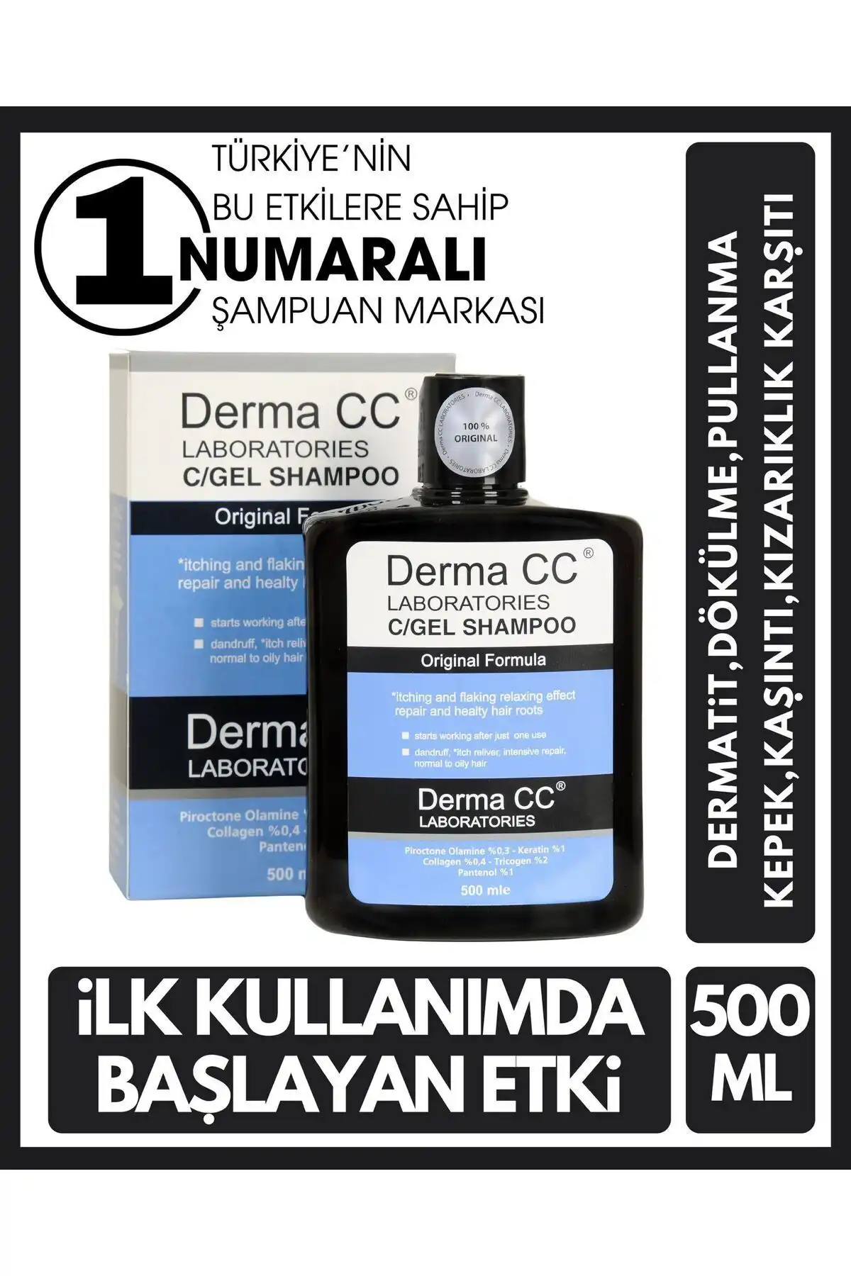Derma CC LABORATORIES C/Gel Şampuan: Dökülme ve Kepek İçin Etkili Çözüm Sunuyor
