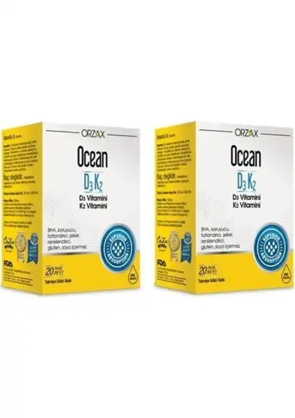Orzax Ocean D3K2 Vitamin Damla: D3 ve K2 Vitamini İçeren Gıda Takviyesi