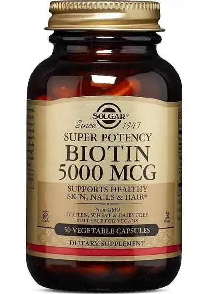 Solgar Biotin 5000 Mcg 50 Kapsül: Saç ve Tırnak Sağlığı için Destekleyici Takviye