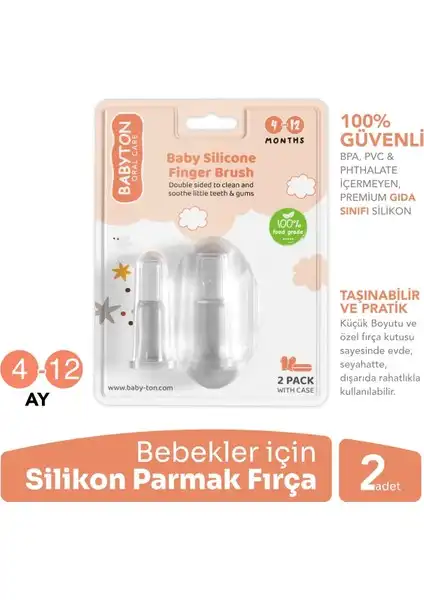 Babyton Silikon Parmak Fırça ile Bebekler İçin Ağız Bakımı
