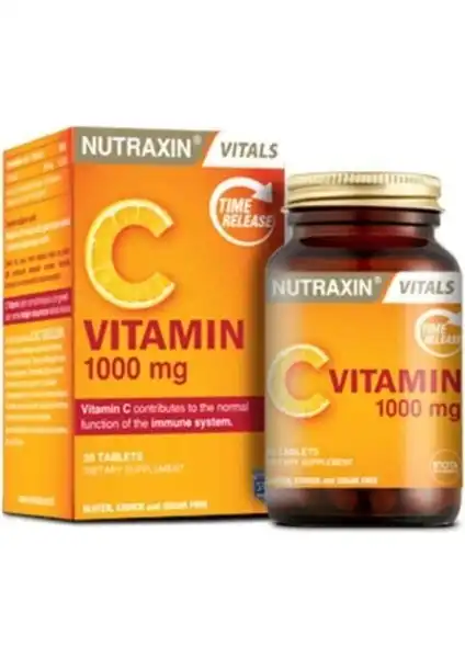 Nutraxin C Vitamin 1000 mg 30 Tablet: Zaman Salınımlı ve Mide Dostu