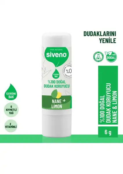 Siveno Doğal Nane Limon Dudak Koruyucu: Sağlıklı Dudaklar İçin Etkili Çözüm